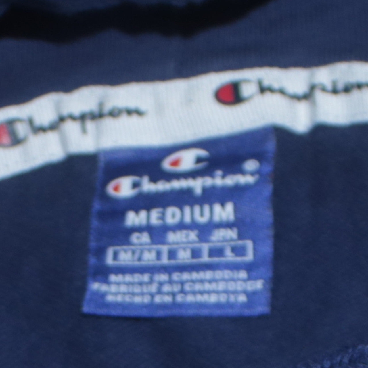 Champion Women's Navy Blue Pullover Hoodie Medium Cotton Logo