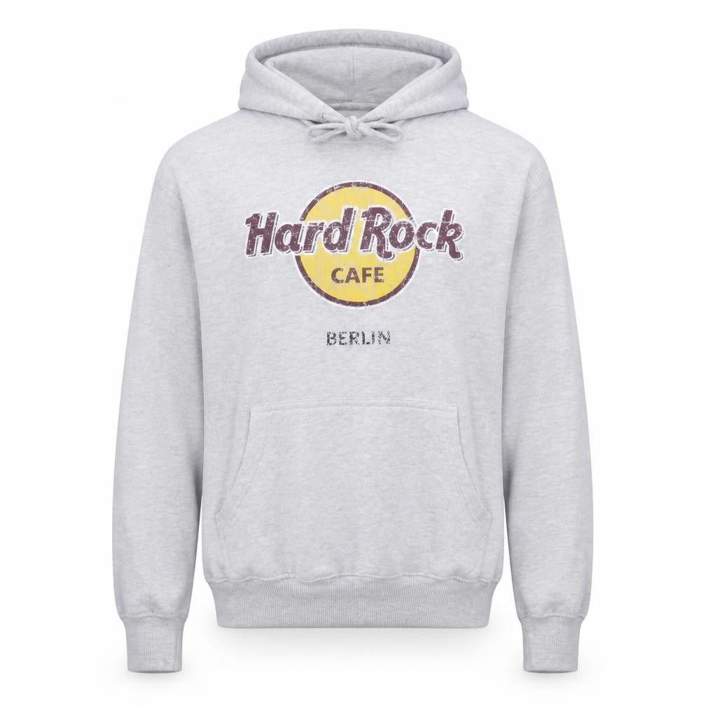 Hard Rock Cafe Berlin Grey Pullover Hoodie Unisex Small Music Logo