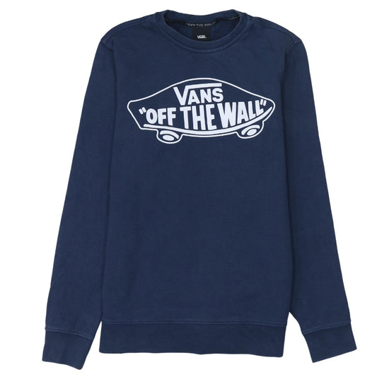 Vans Men Blue XS Crew Neck Graphic Sweatshirt Pullover