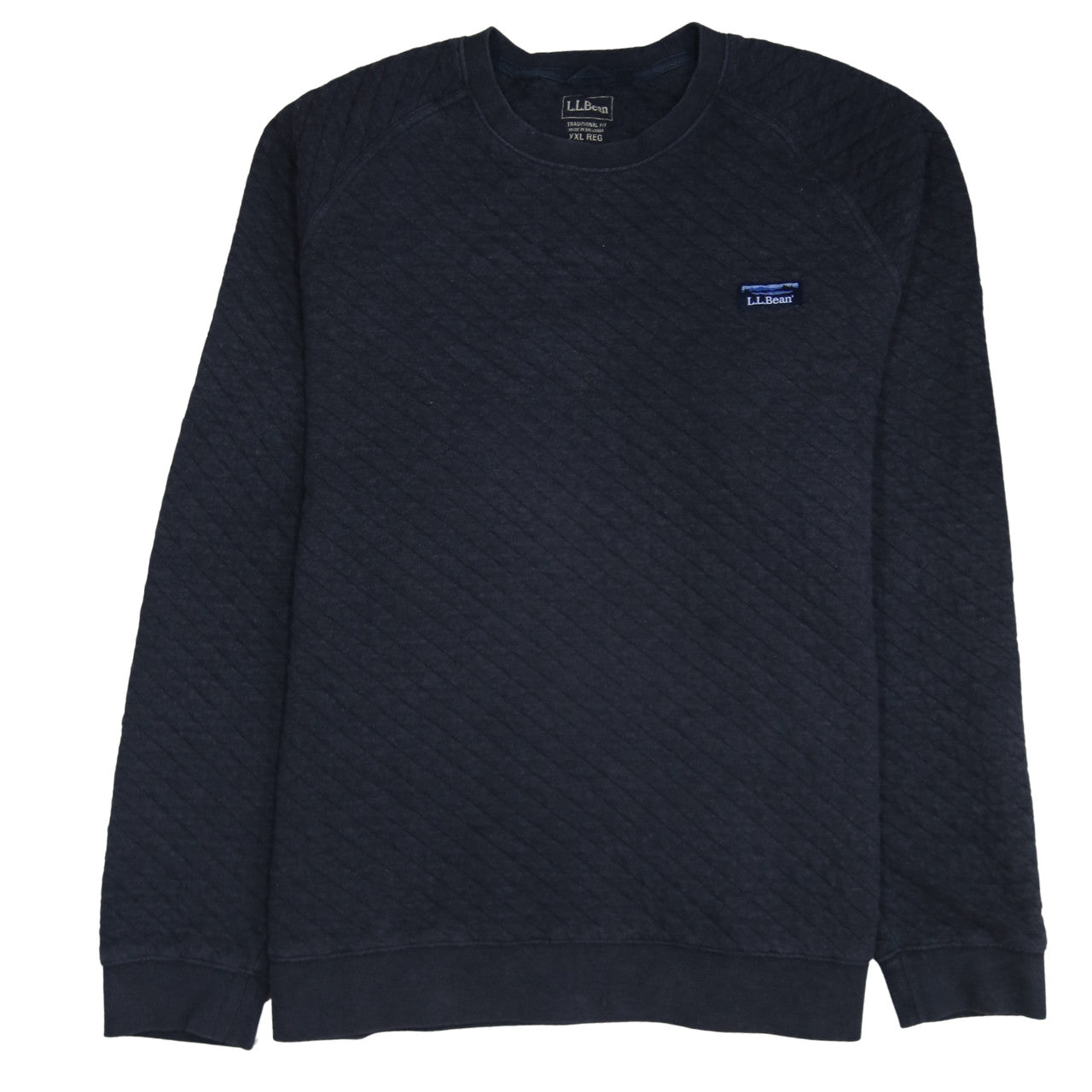 L.L.Bean Mens Blue 2XL Traditional Fit Quilted Crew Neck Sweatshirt