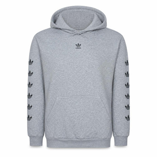 Adidas Womens Grey Pullover Hoodie Size 10 Logo Print Hooded Sweatshirt