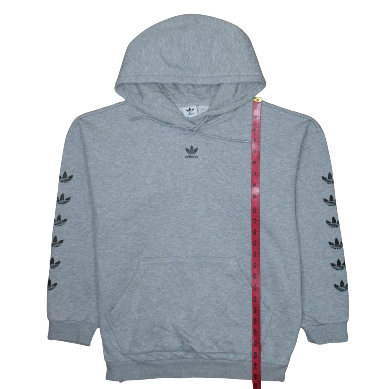 Adidas Womens Grey Pullover Hoodie Size 10 Logo Print Hooded Sweatshirt