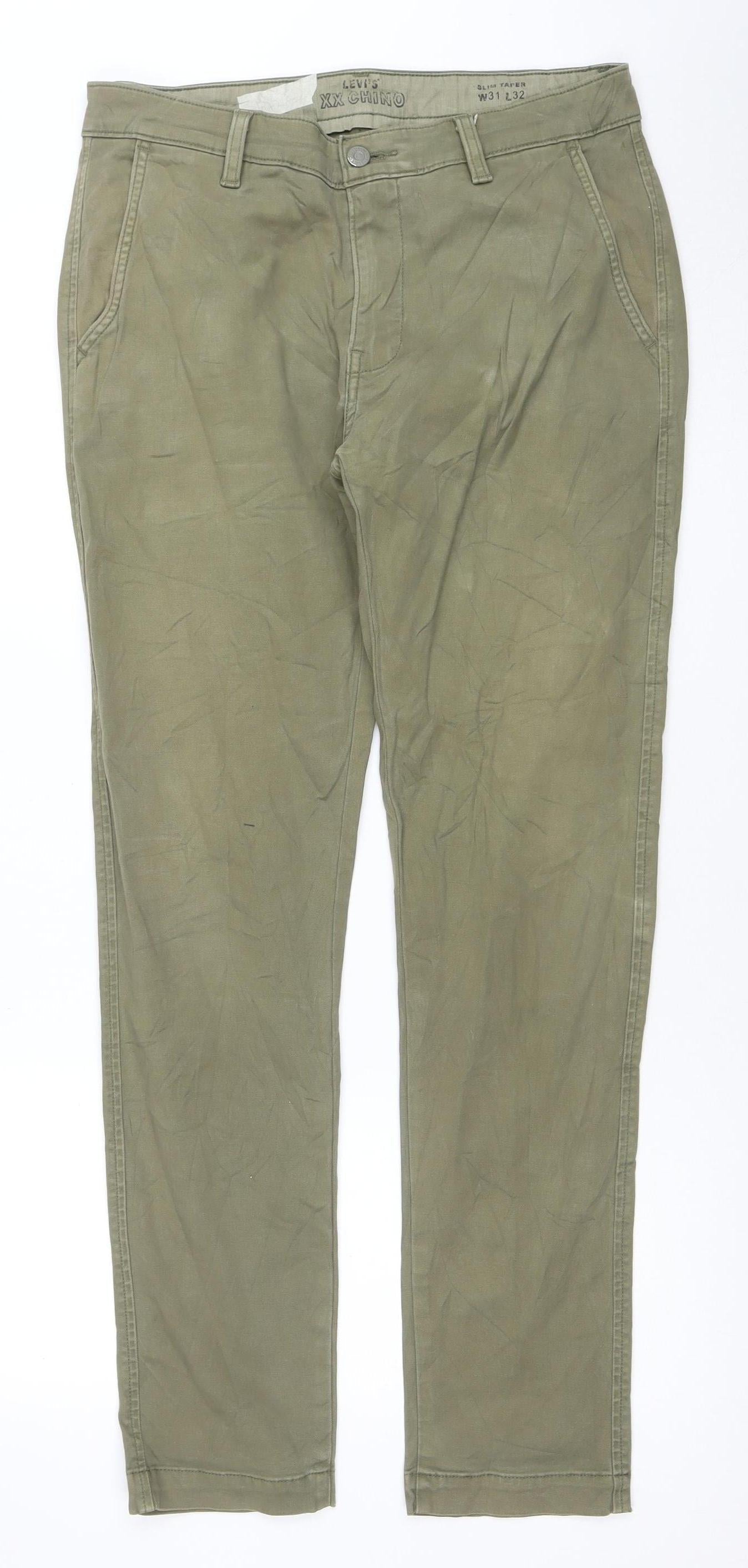 Levi's Men's Green XX Chino Trousers W32 L32 Regular Fit