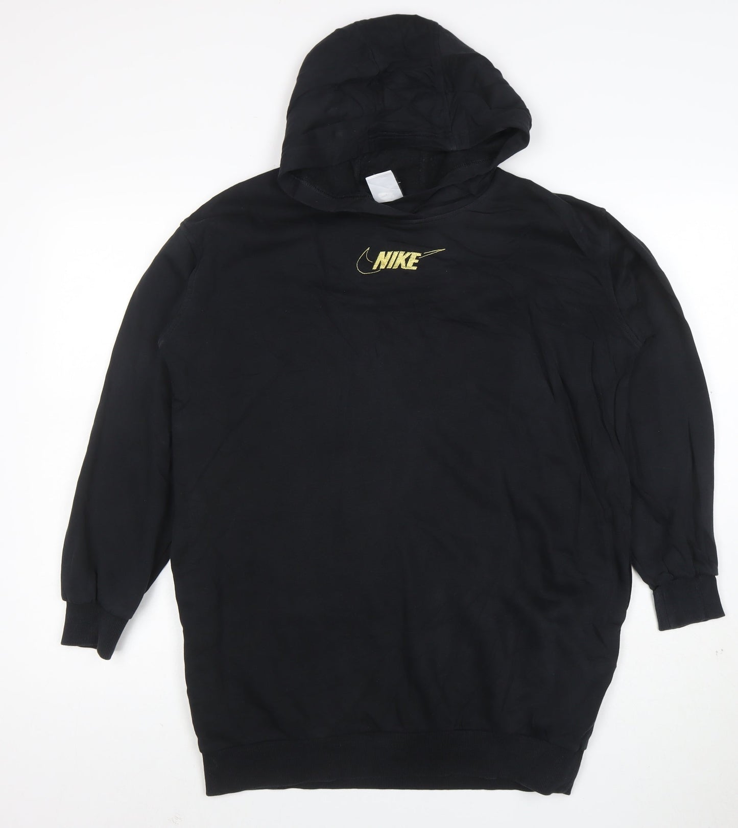 Nike Women Black Long Sleeve Pullover Hoodie L Cotton Blend