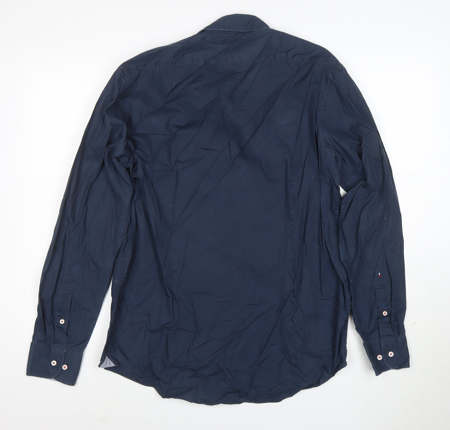 Tommy Hilfiger Men's Blue Slim Fit Long Sleeve Button-Up Shirt 15.5