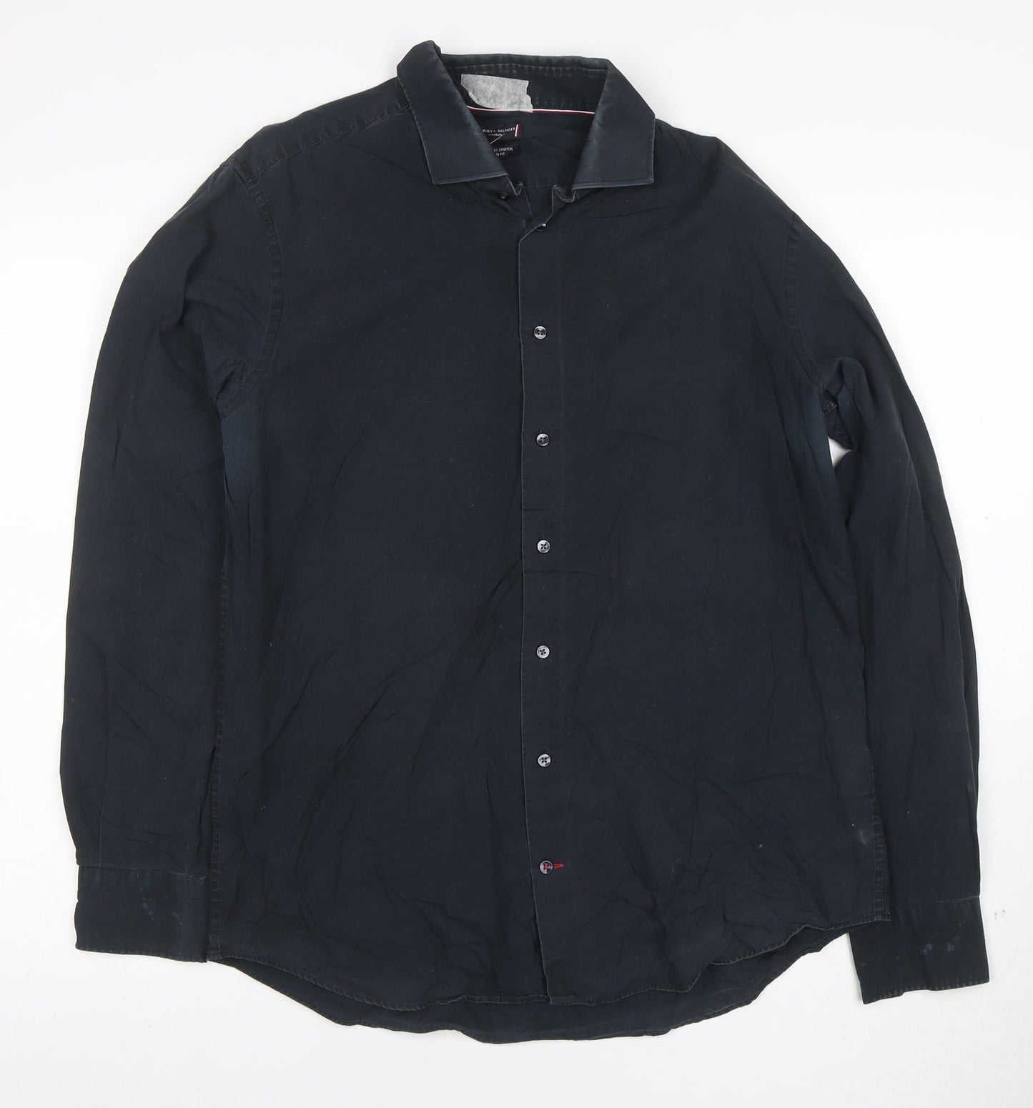 Tommy Hilfiger Men's Navy Slim Fit Button-Up Shirt Size 42 16.5