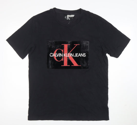 Calvin Klein Jeans Mens Black XL Logo Crew Neck Cotton T-Shirt