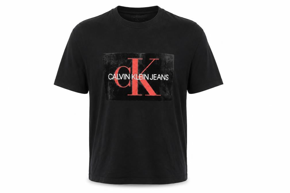 Calvin Klein Jeans Mens Black XL Logo Crew Neck Cotton T-Shirt