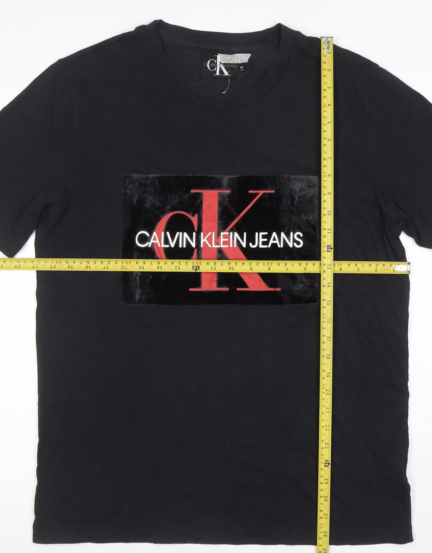 Calvin Klein Jeans Mens Black XL Logo Crew Neck Cotton T-Shirt