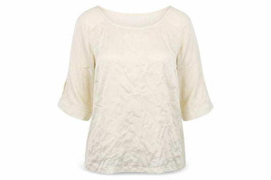 Front view of Zara Woman Ivory Silk Blend 3/4 Sleeve Blouse, size S