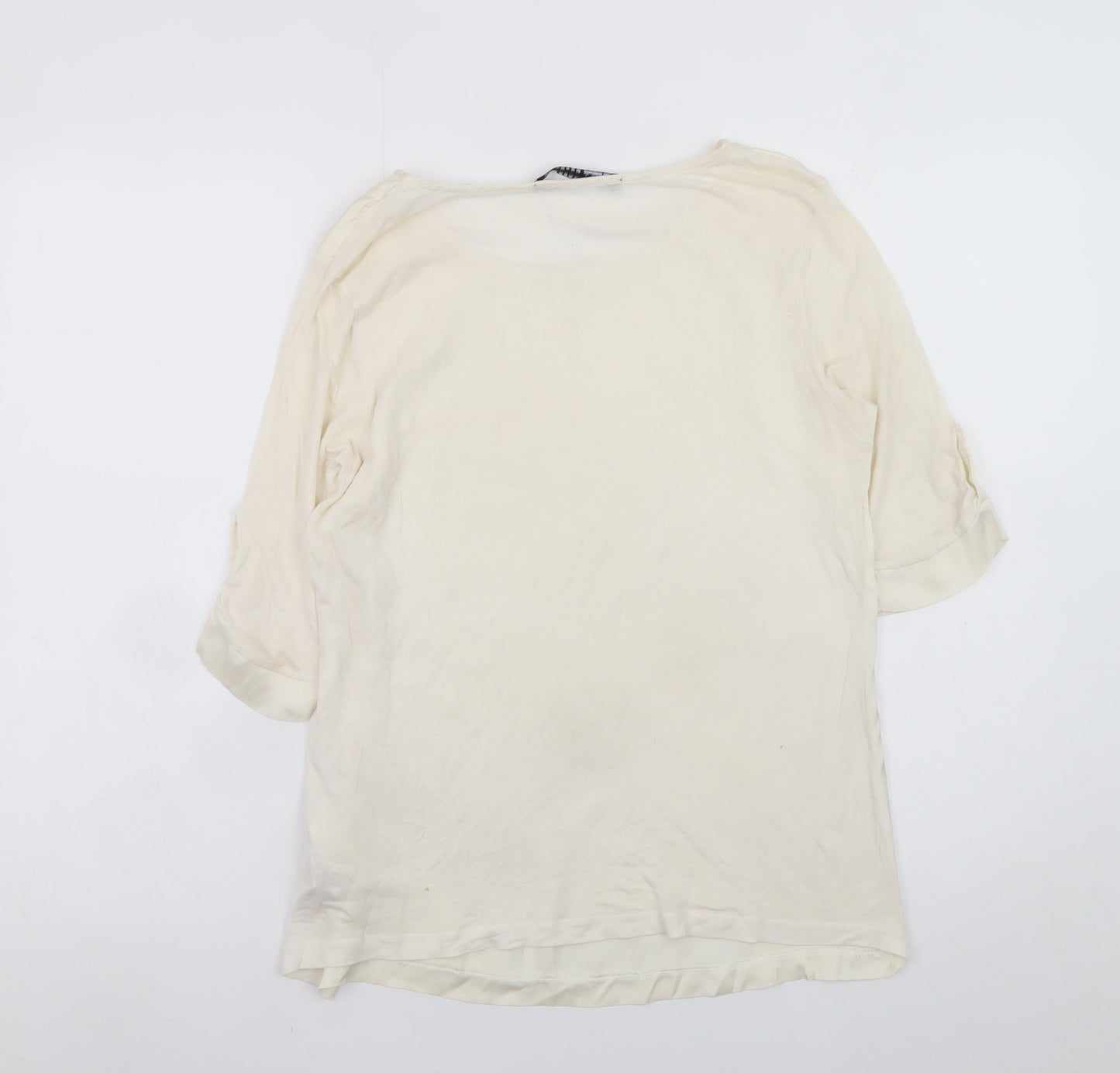Zara Woman Ivory Silk Blend 3/4 Sleeve Blouse Size S