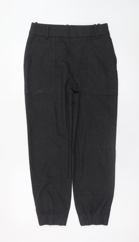 Zara Men Black Jogger Trousers Size S Elasticated Cuff Casual Pants