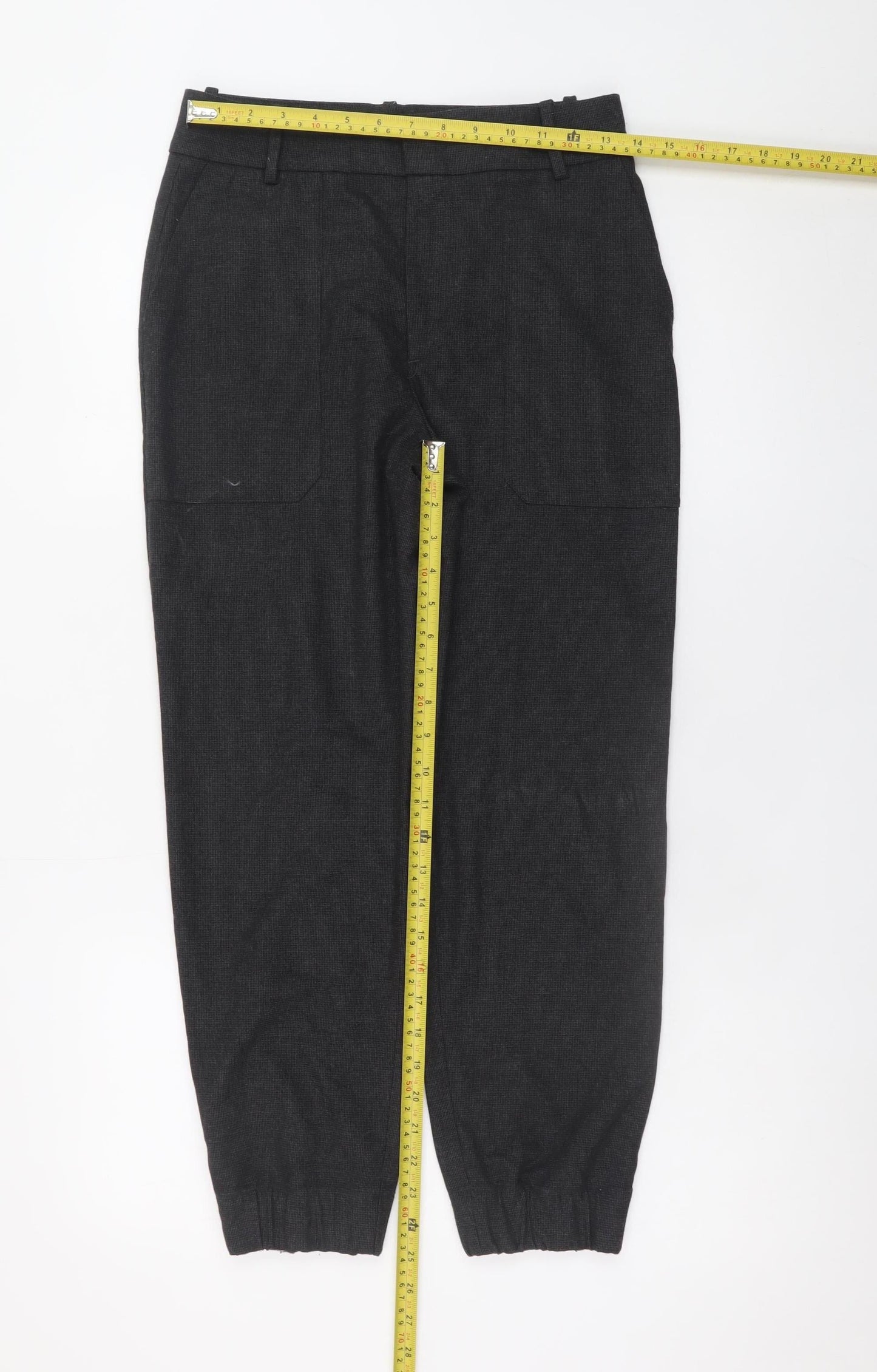 Zara Men Black Jogger Trousers Size S Elasticated Cuff Casual Pants