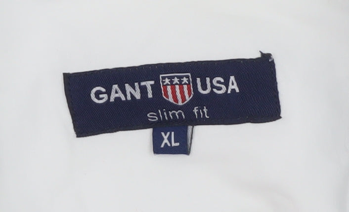 GANT USA Men's White Slim Fit XL Cotton Long Sleeve Dress Shirt
