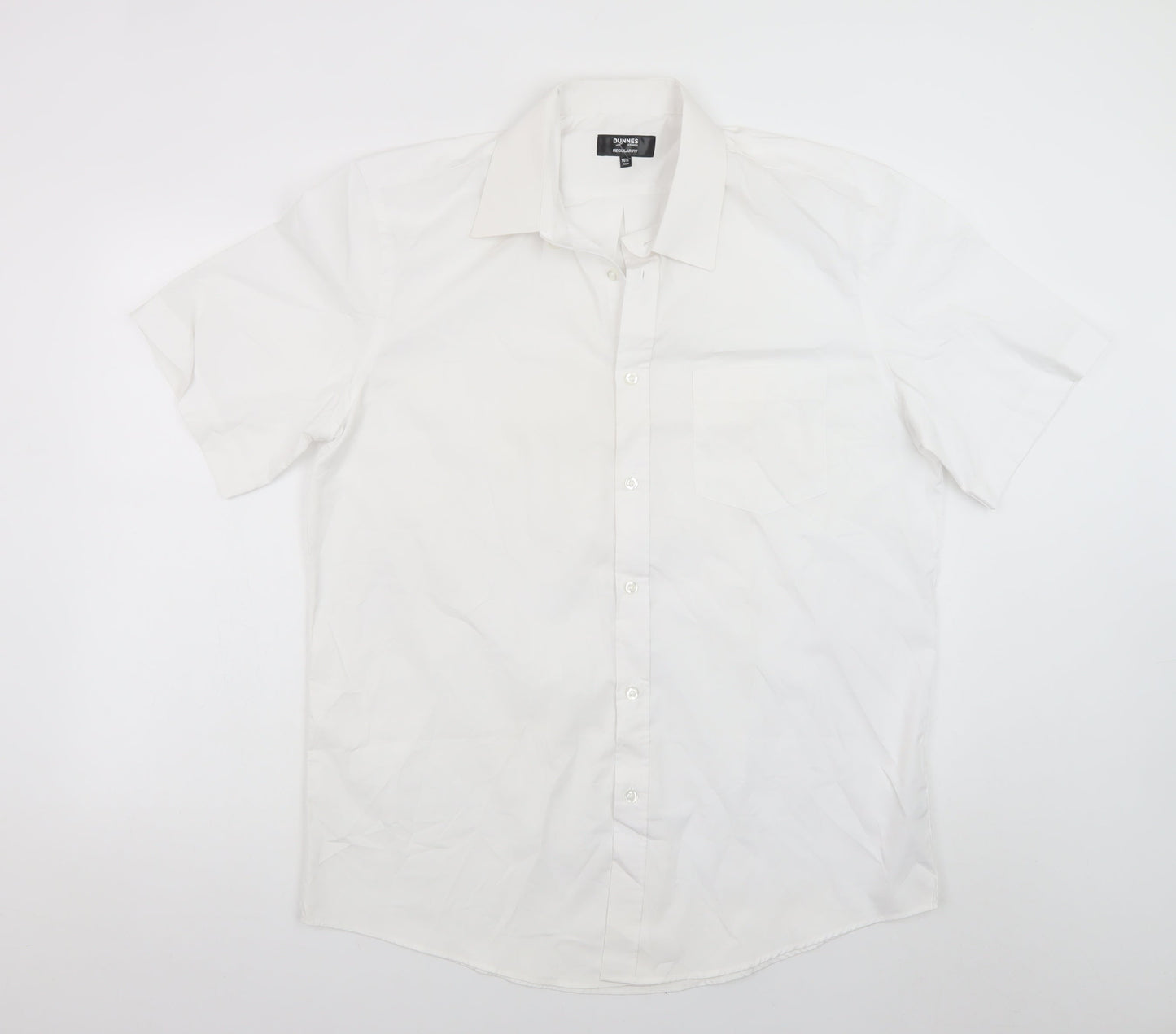 Dunnes Stores Men’s White Short Sleeve Regular Fit Dress Shirt 16.5in