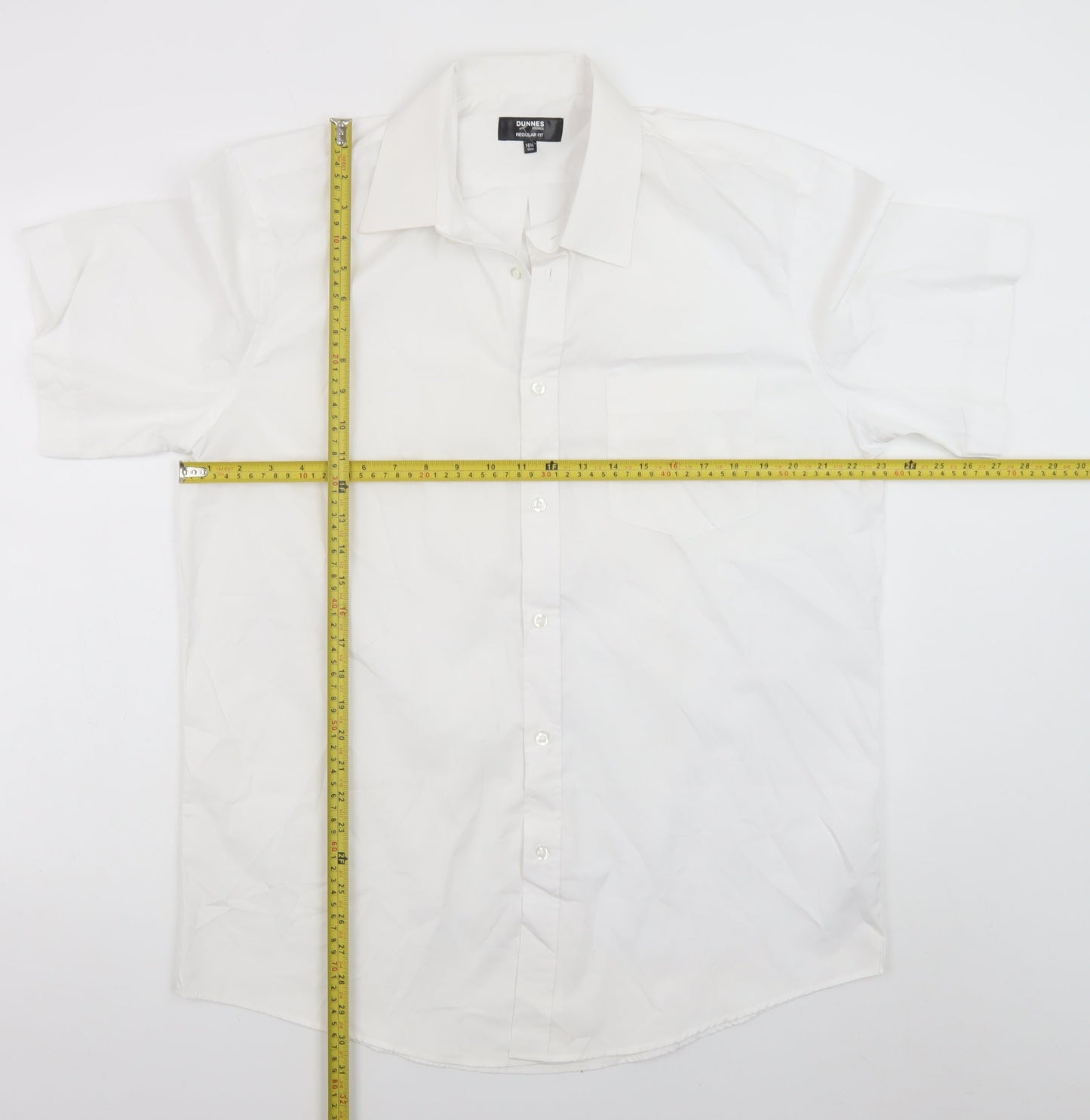 Dunnes Stores Men’s White Short Sleeve Regular Fit Dress Shirt 16.5in