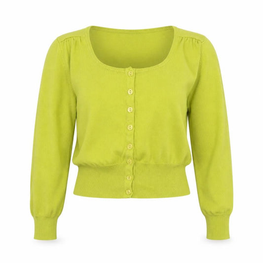 Front view of Dunnes Women’s Green Cardigan Small Square Neck Knit Top