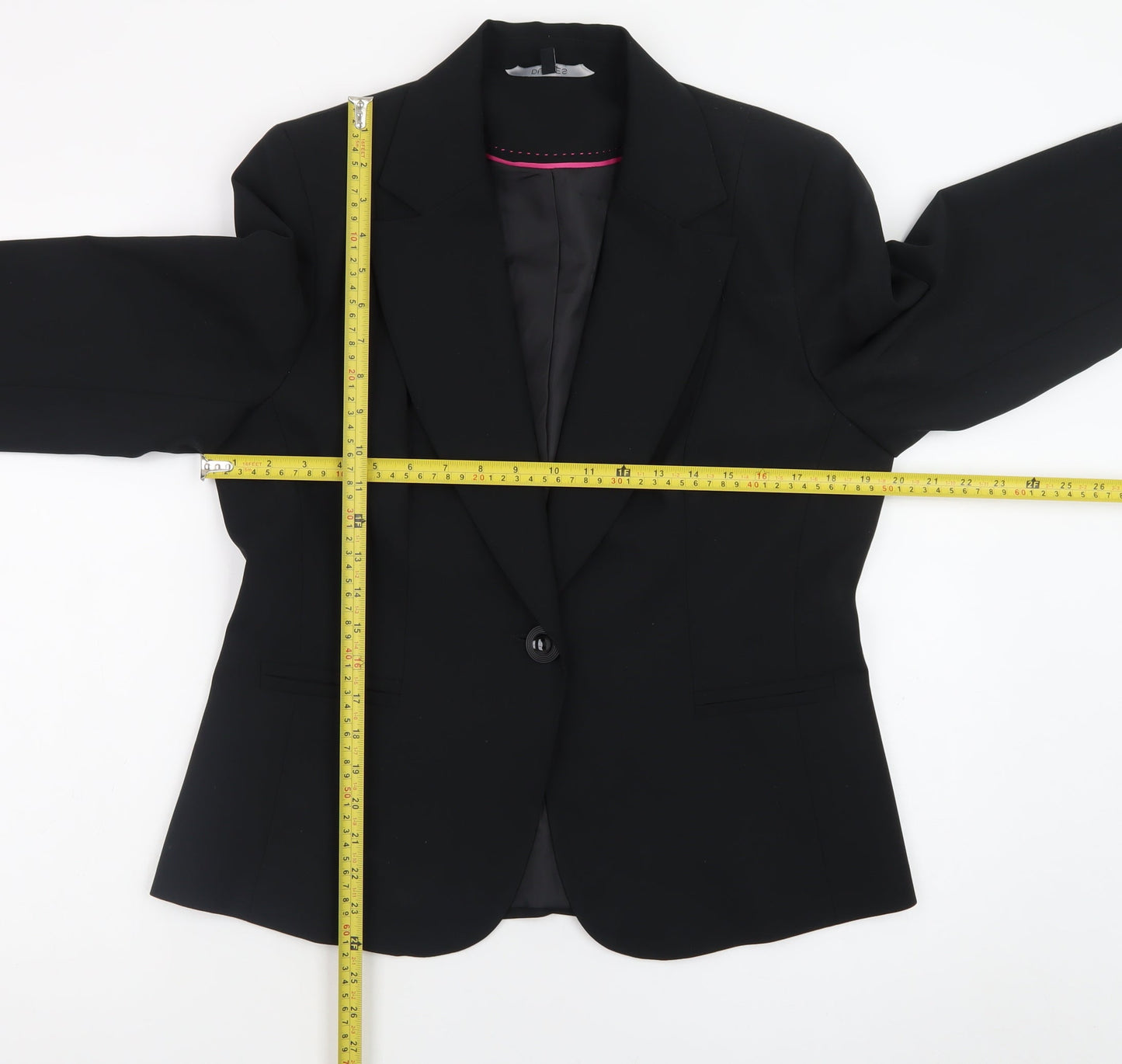 Dunnes Women Black Size 14 One-Button Blazer Jacket