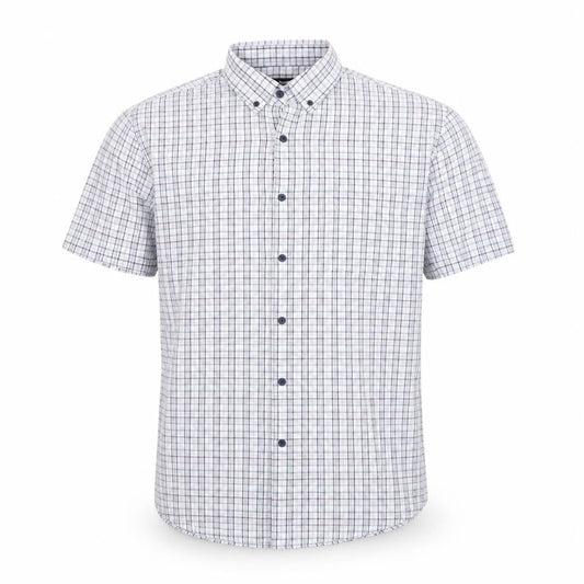 Dunnes Men's Blue Check Short Sleeve Button-Up Shirt Size L