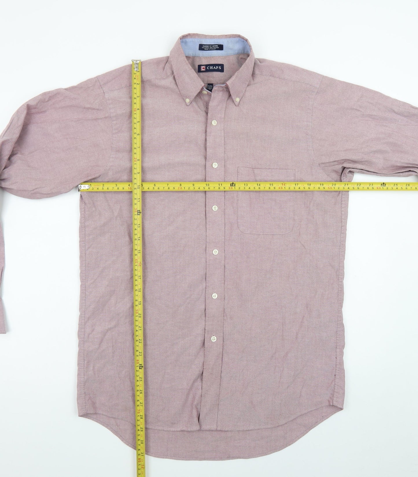 Chaps Men's Pink Classic Fit Oxford Button-Down Shirt 15.5 Long Sleeve