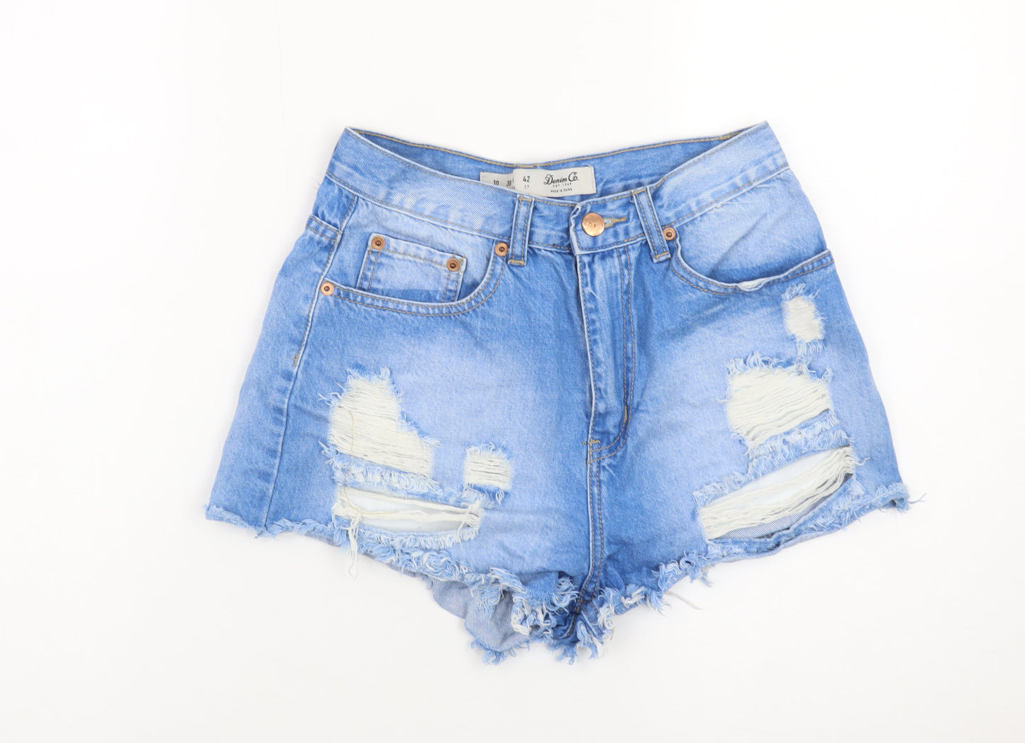 Denim Co. Womens Blue Size 10 Cut-Off Distressed Denim Shorts