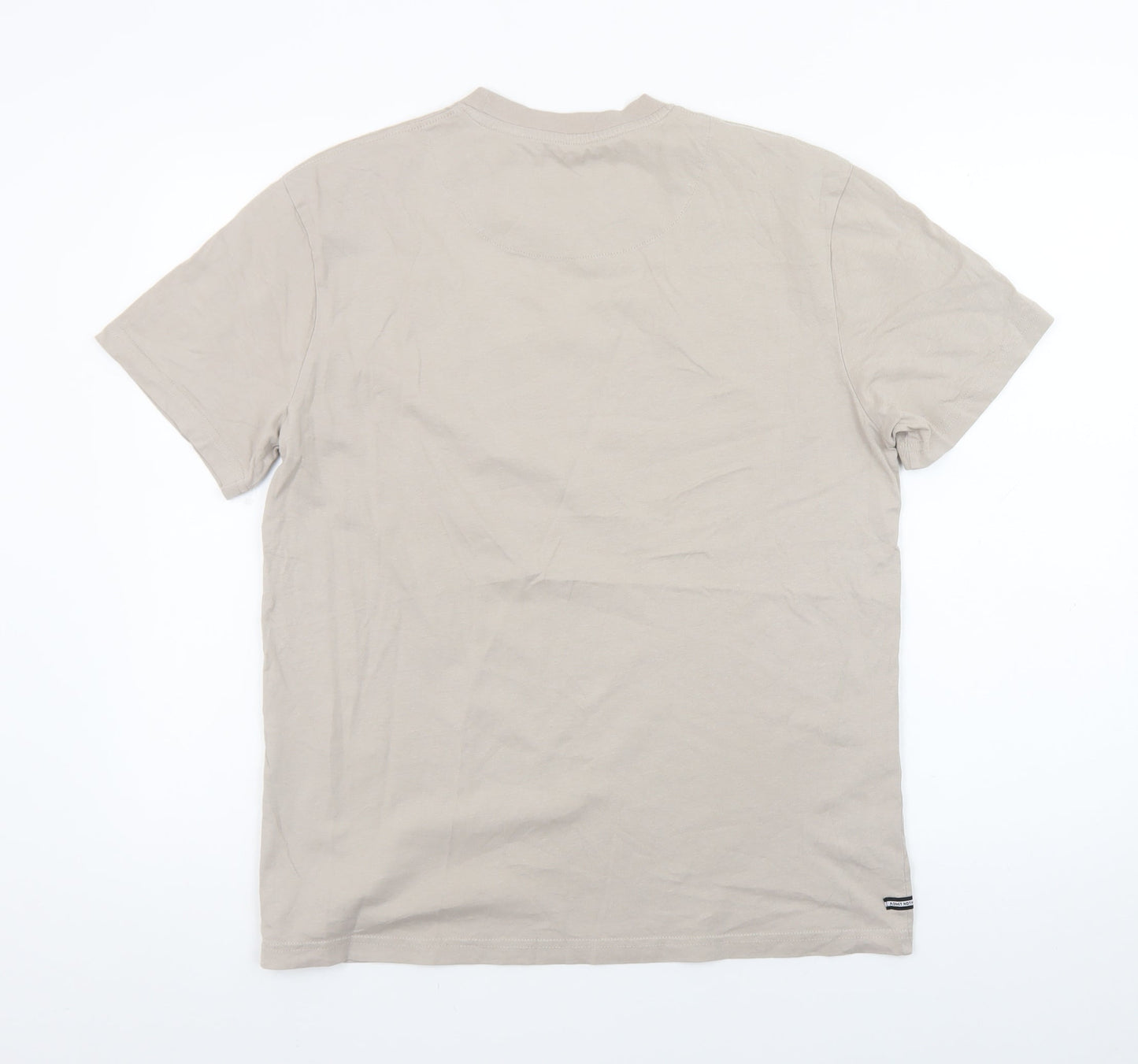 Weekend Offender Men's Beige Crew Neck Cotton T-Shirt Size M