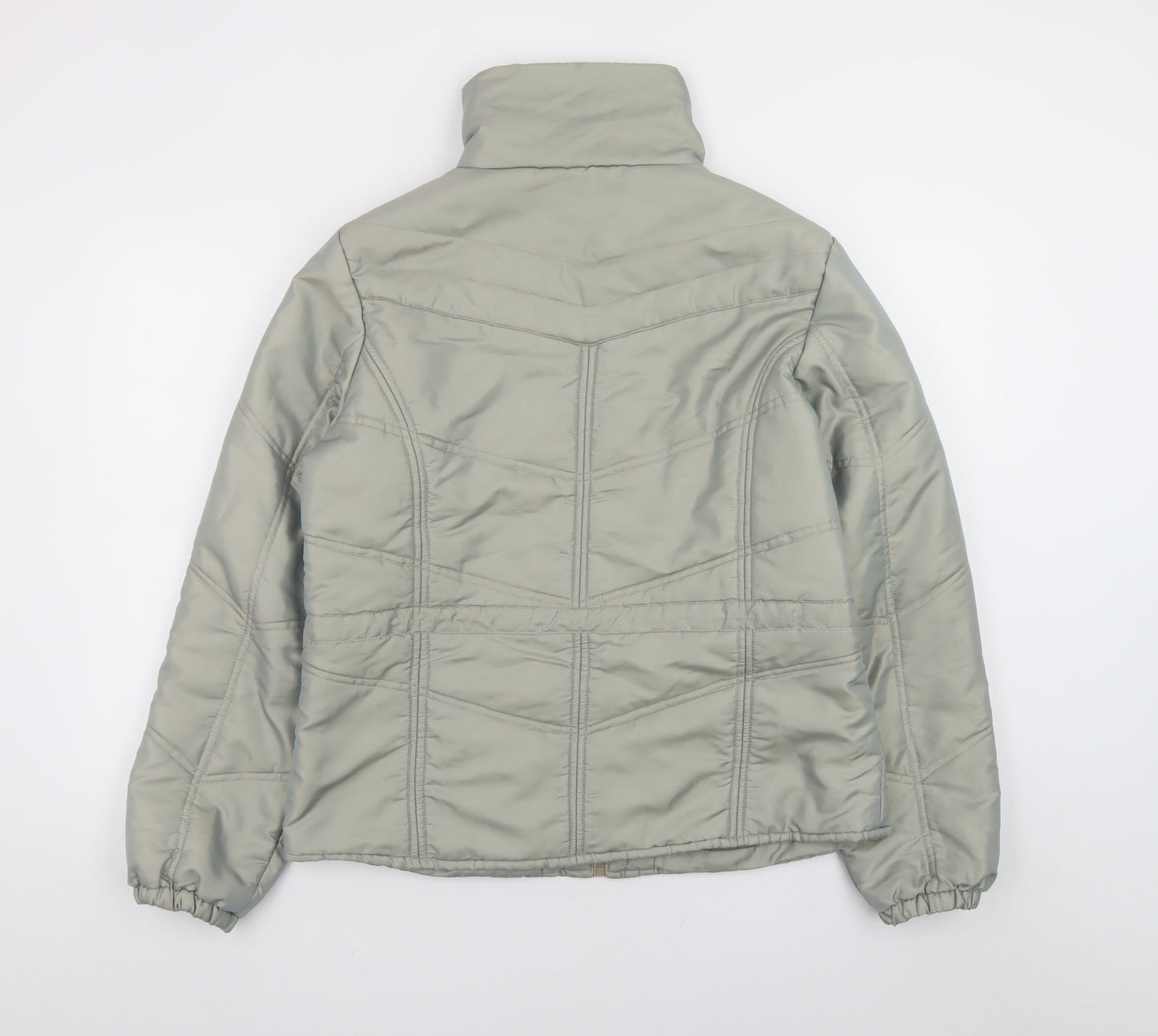b.young Womens Grey L Puffer Jacket Quilted Mid-Length Coat