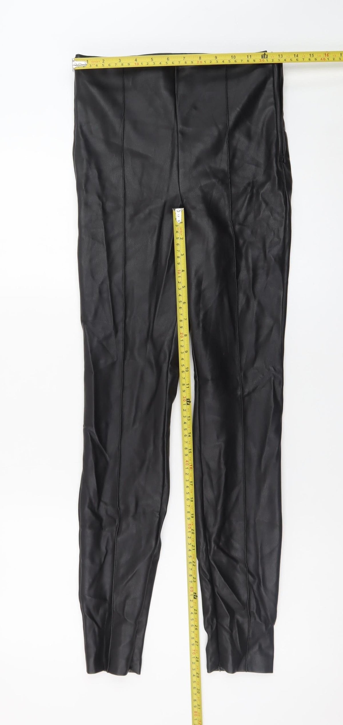 Zara Womens Black Faux Leather Skinny Trousers Size S