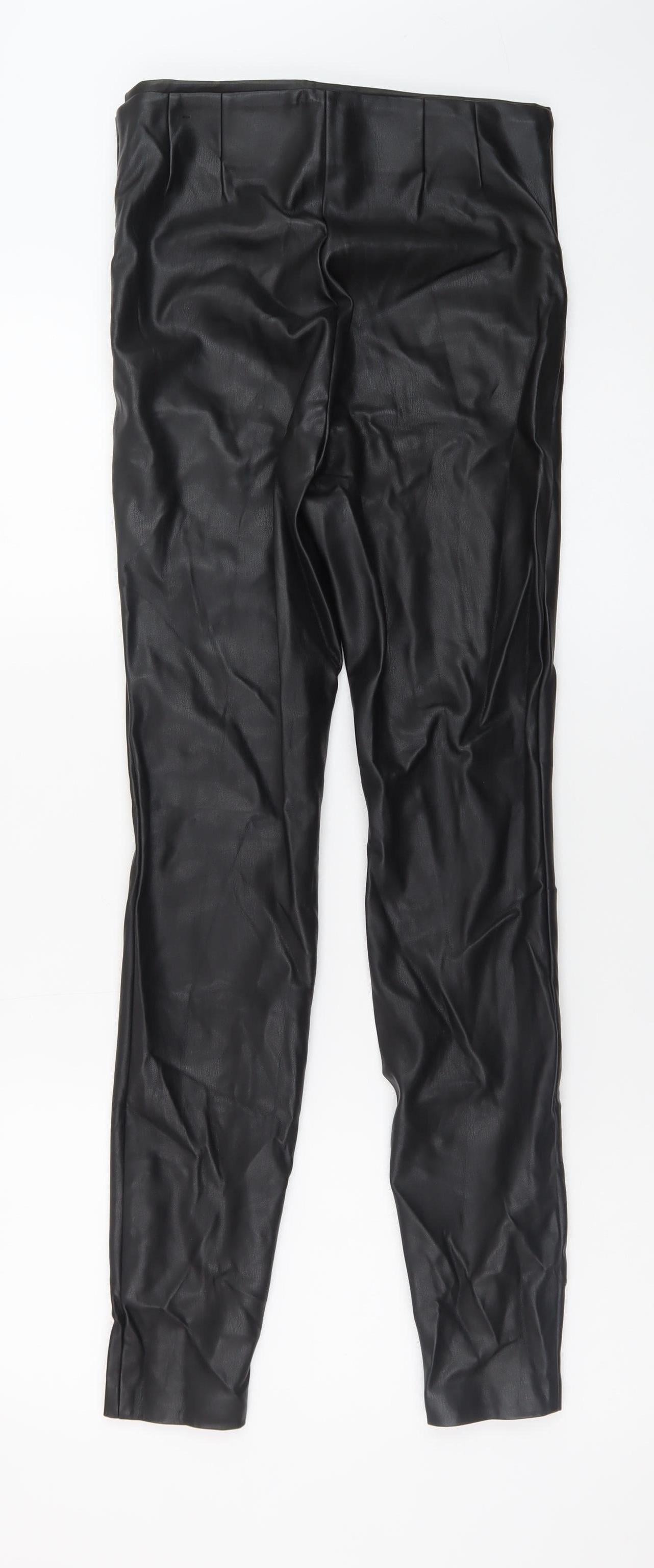 Zara Womens Black Faux Leather Skinny Trousers Size S