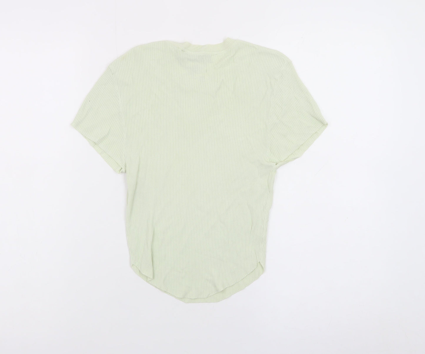 Zara Women Green Short Sleeve Ribbed Knit T-Shirt Size S