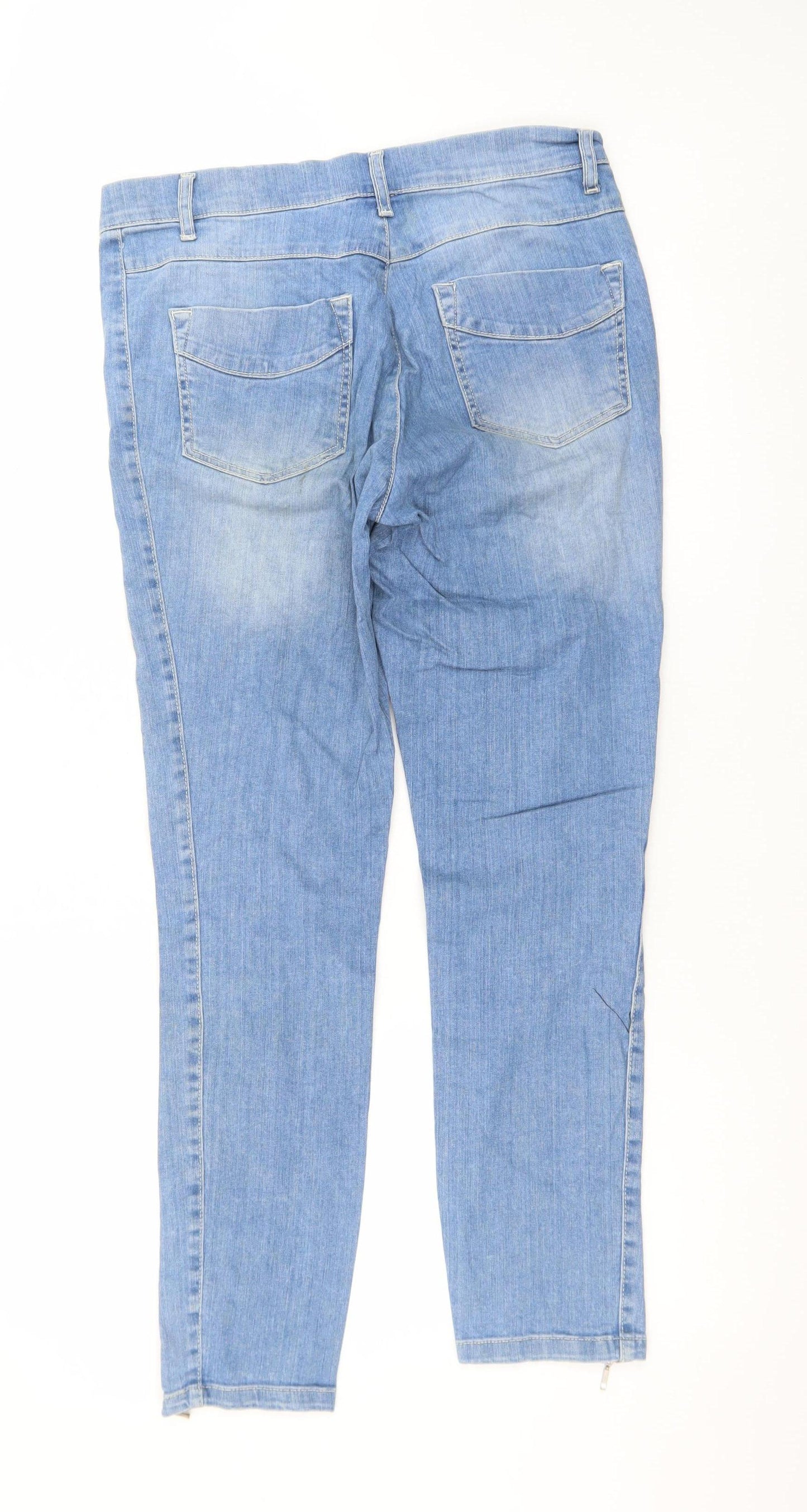2-Biz Women Blue Skinny Ankle Zip Jeans Size 10