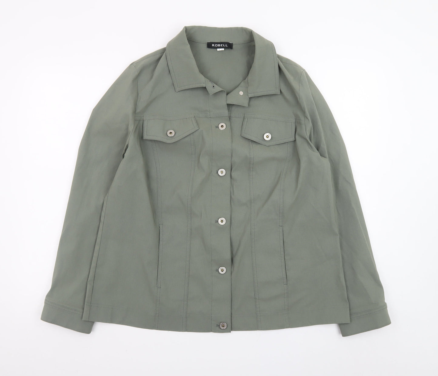 Robell Womens Green Button-Up Long Sleeve Shirt Size 20