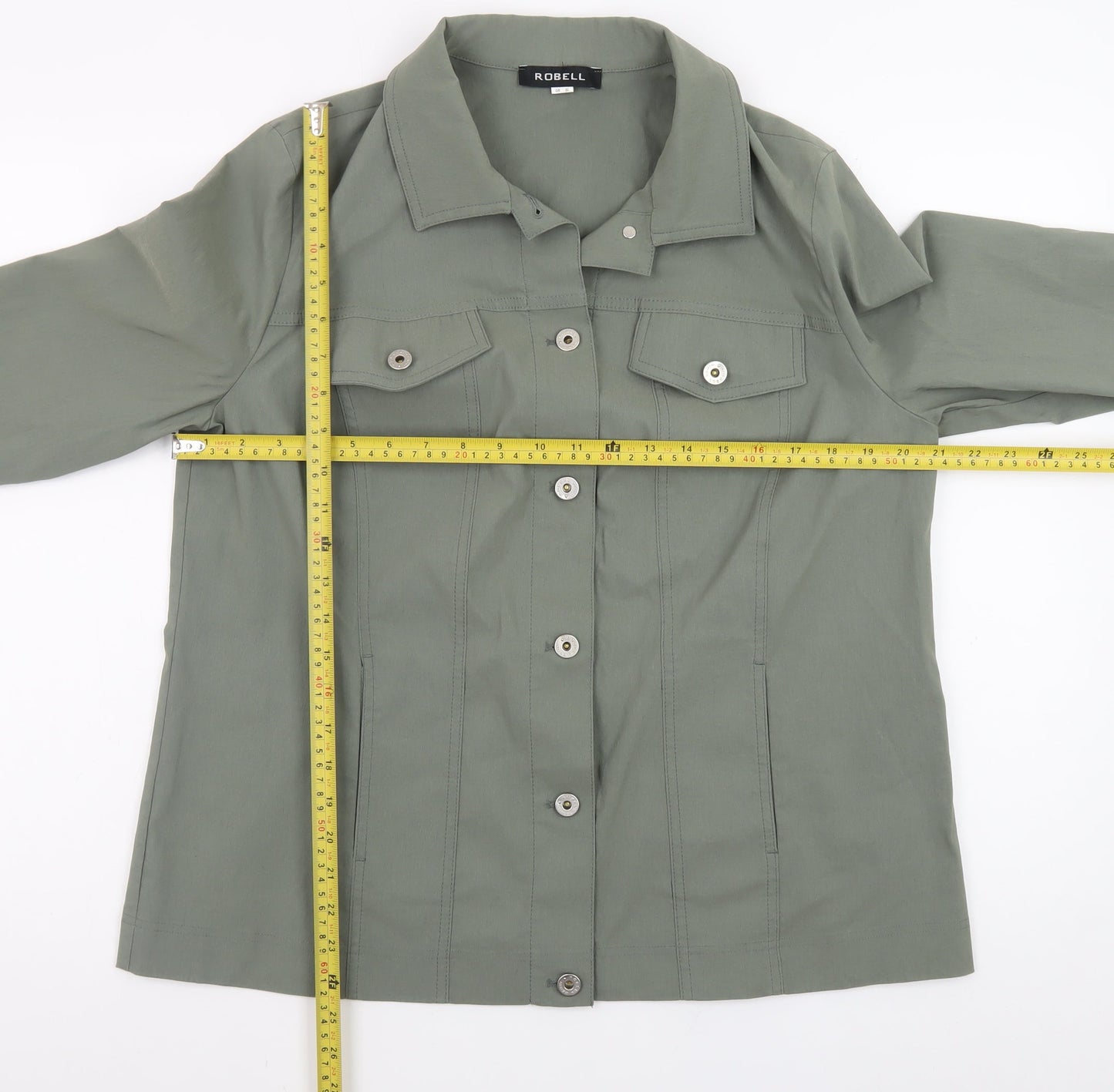 Robell Womens Green Button-Up Long Sleeve Shirt Size 20