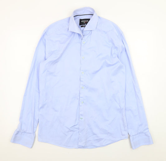 WAM Denim Men Blue XL Slim Fit Long Sleeve Dress Shirt