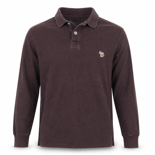 Paul Smith Mens Brown Long Sleeve Cotton Polo Shirt Size S