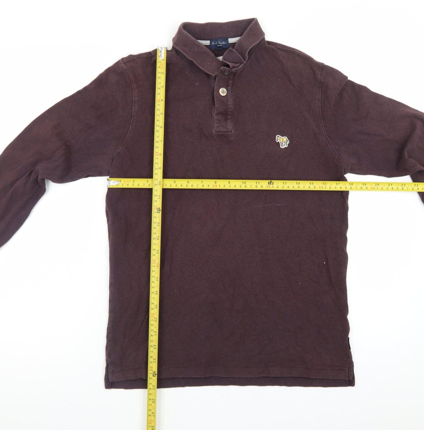 Paul Smith Mens Brown Long Sleeve Cotton Polo Shirt Size S