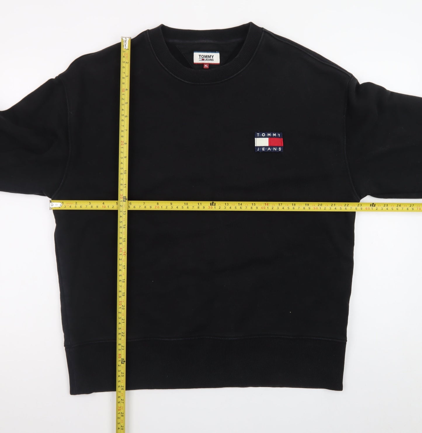 Tommy Jeans Mens Black XL Crew Neck Pullover Sweatshirt