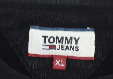 Tommy Jeans Mens Black XL Crew Neck Pullover Sweatshirt