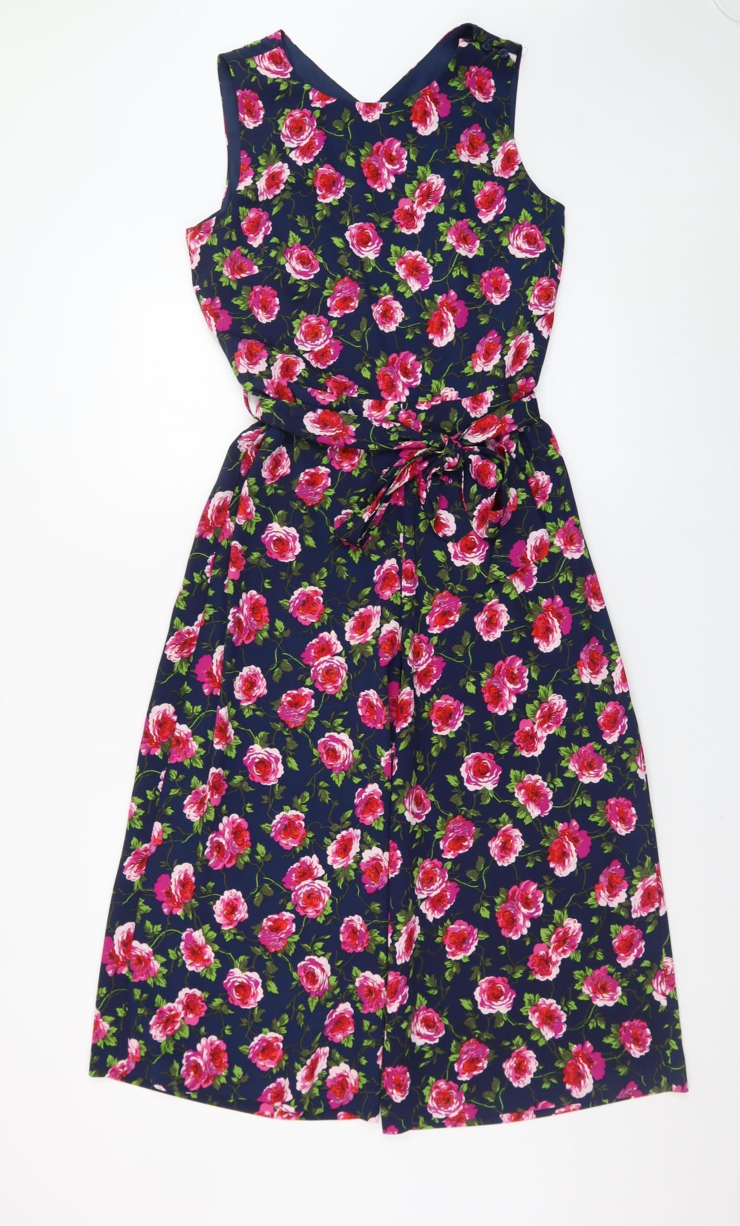 Warehouse Women's Multicoloured Floral Sleeveless Wide-Leg Jumpsuit Size 10