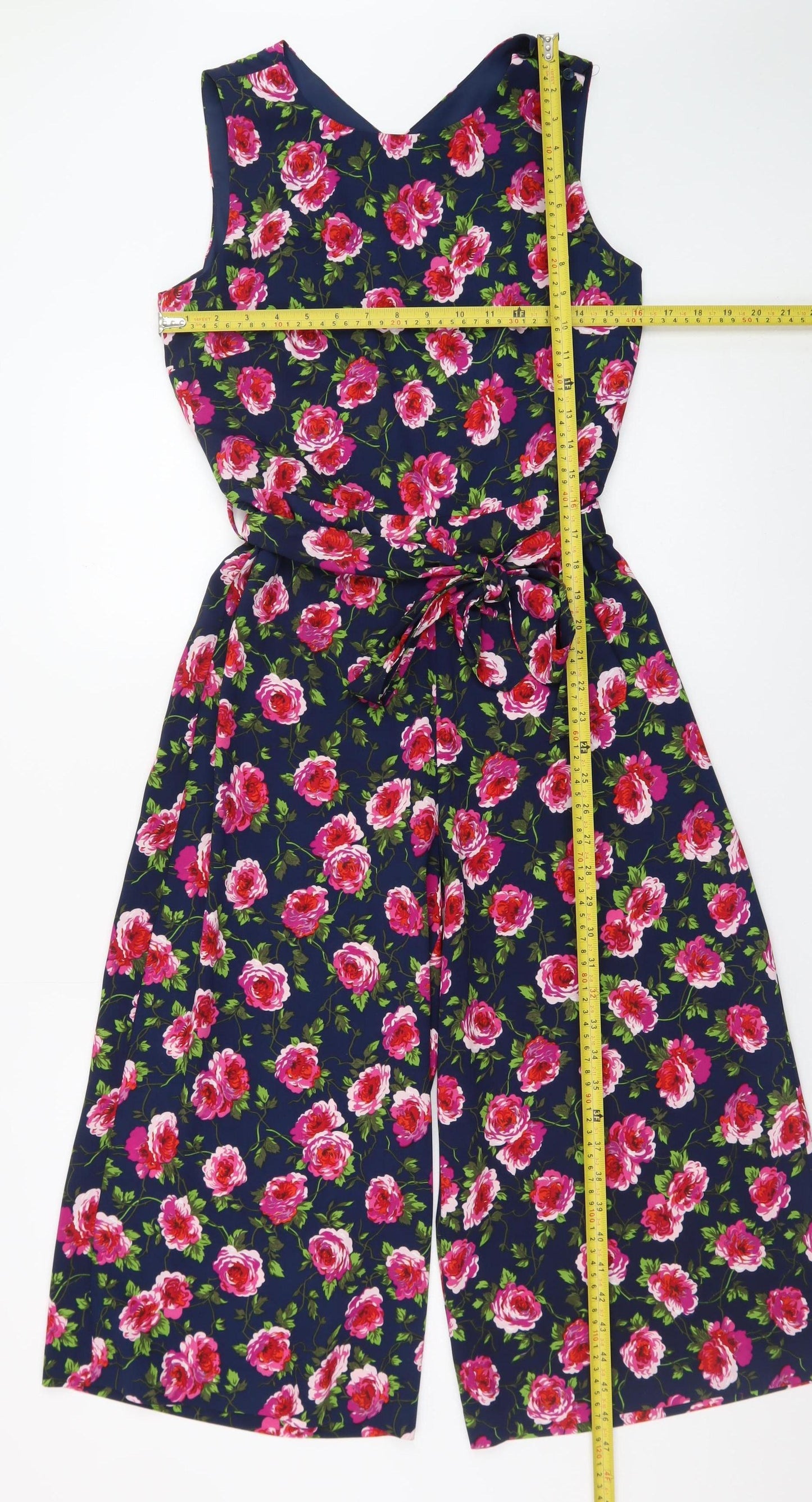 Warehouse Women's Multicoloured Floral Sleeveless Wide-Leg Jumpsuit Size 10