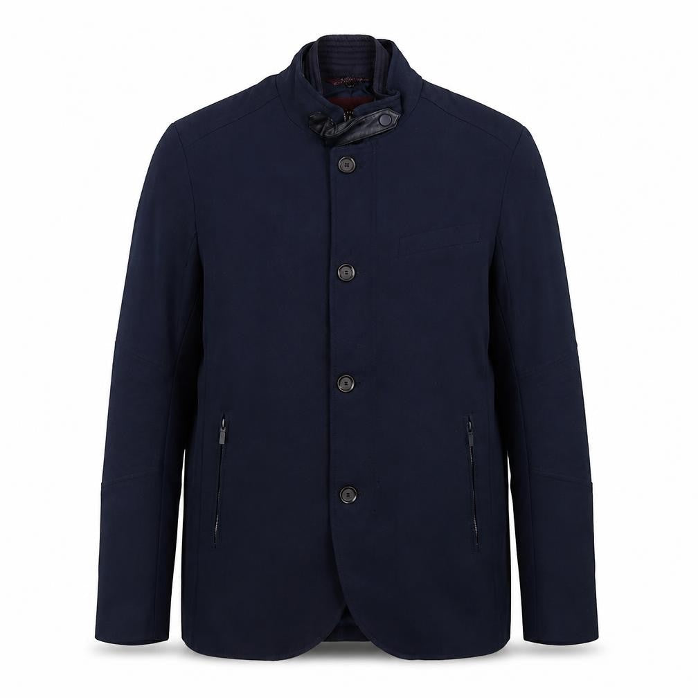 Zara Man Blue Basic Jacket Men's L 42 Stand-Up Collar Casual
