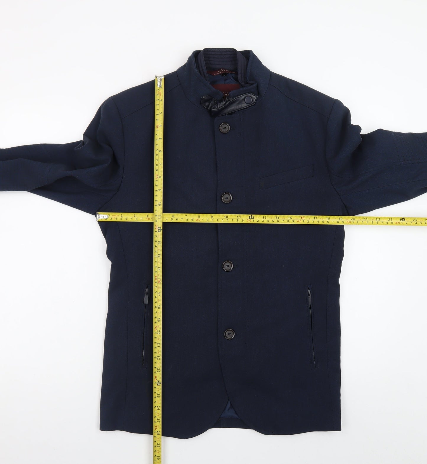 Zara Man Blue Basic Jacket Men's L 42 Stand-Up Collar Casual