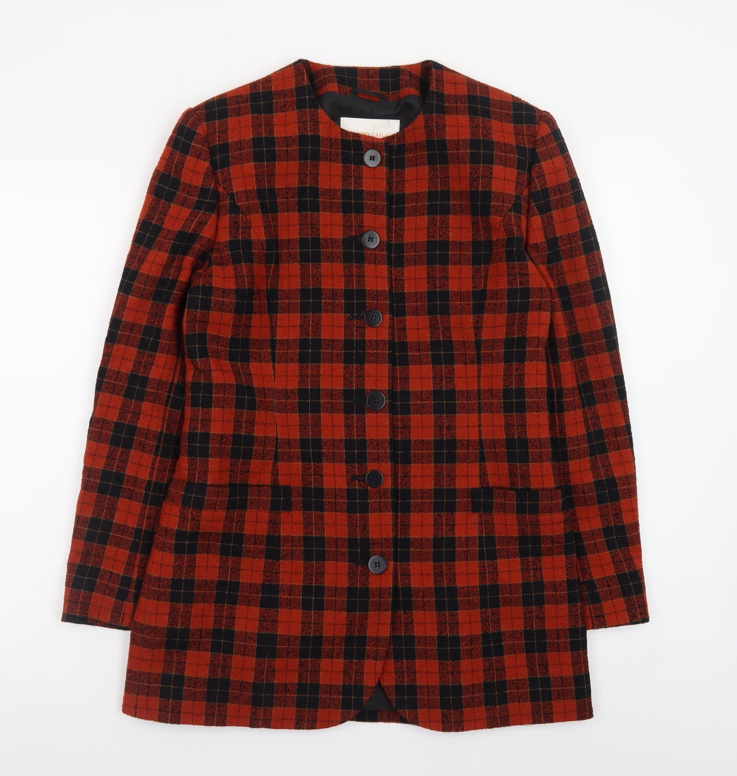 Country Casuals Women's Red Check Wool Blazer Jacket Size 8