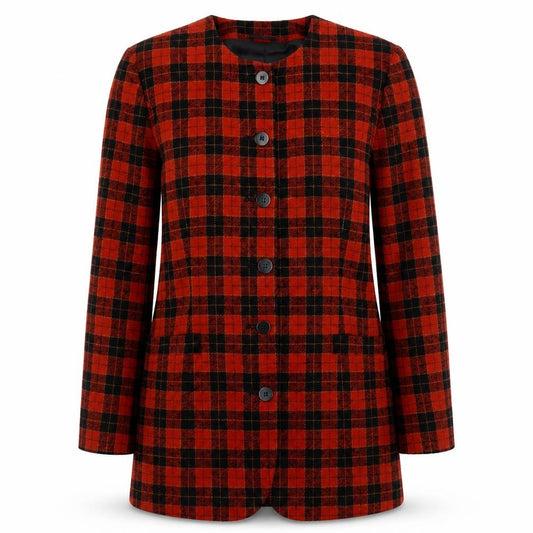 Country Casuals Women's Red Check Wool Blazer Jacket Size 8