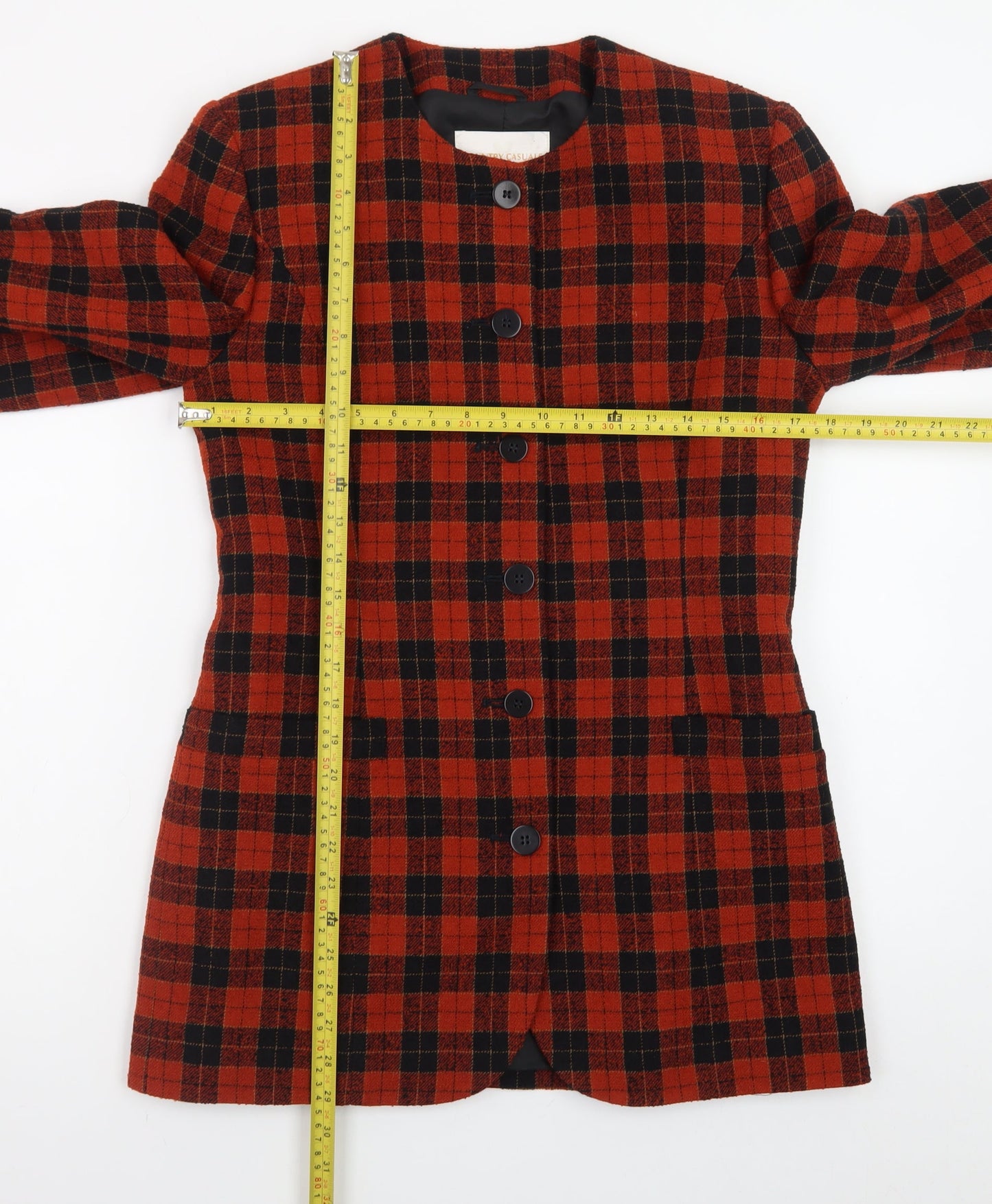 Country Casuals Women's Red Check Wool Blazer Jacket Size 8