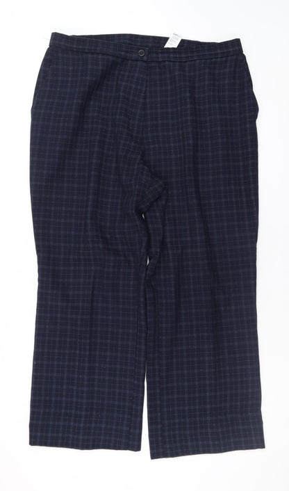 Additional front view of Marks & Spencer Men's Blue Check Pleated Trousers, size 18