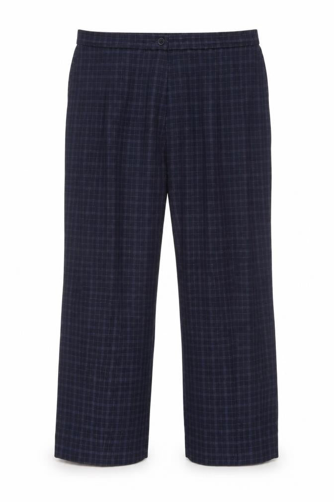 Marks & Spencer Men's Blue Check Pleated Trousers Size 18