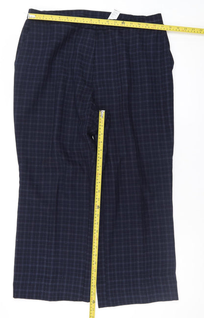 Back view of Marks & Spencer Men's Blue Check Pleated Trousers, size 18