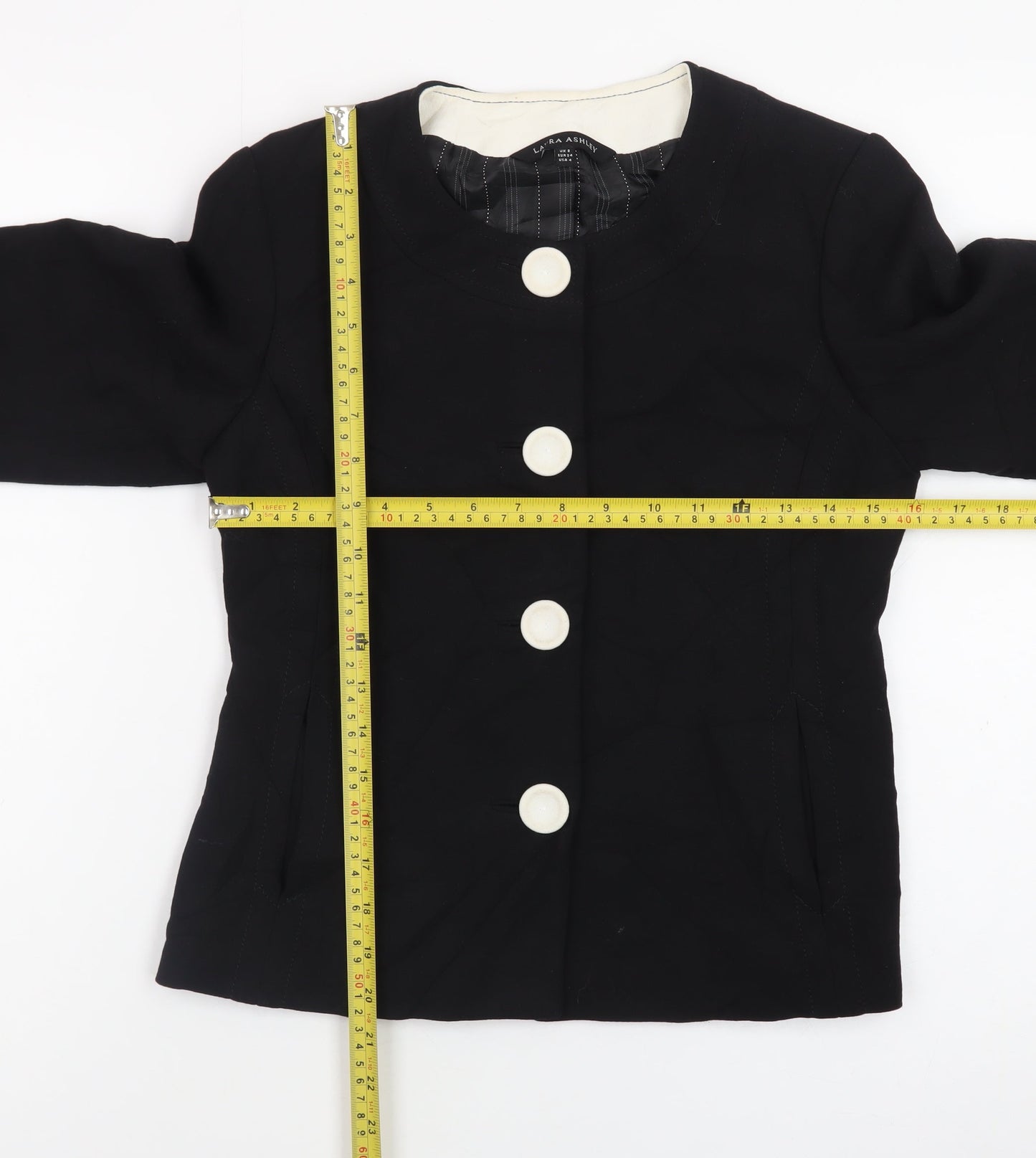 Laura Ashley Women's Black Suit Jacket UK 8 Classic Lined Blazer