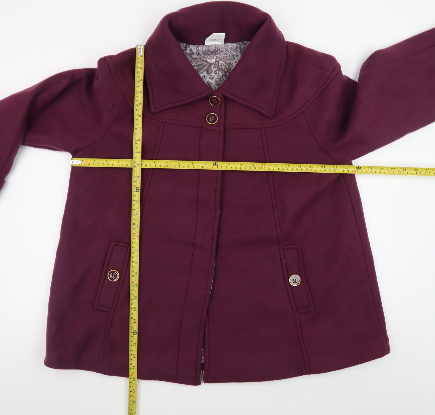 Anne De Lanҫay Womens Purple Polyester Mid-Length Coat Size 18